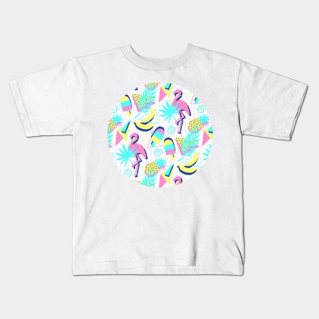 80s Flashback Tropical Fun Kids T-Shirt by micklyn